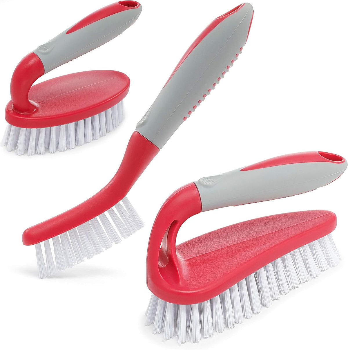 Scrub Brush Set of 3pcs - Cleaning Shower Scrubber with Ergonomic Handle and Durable Bristles