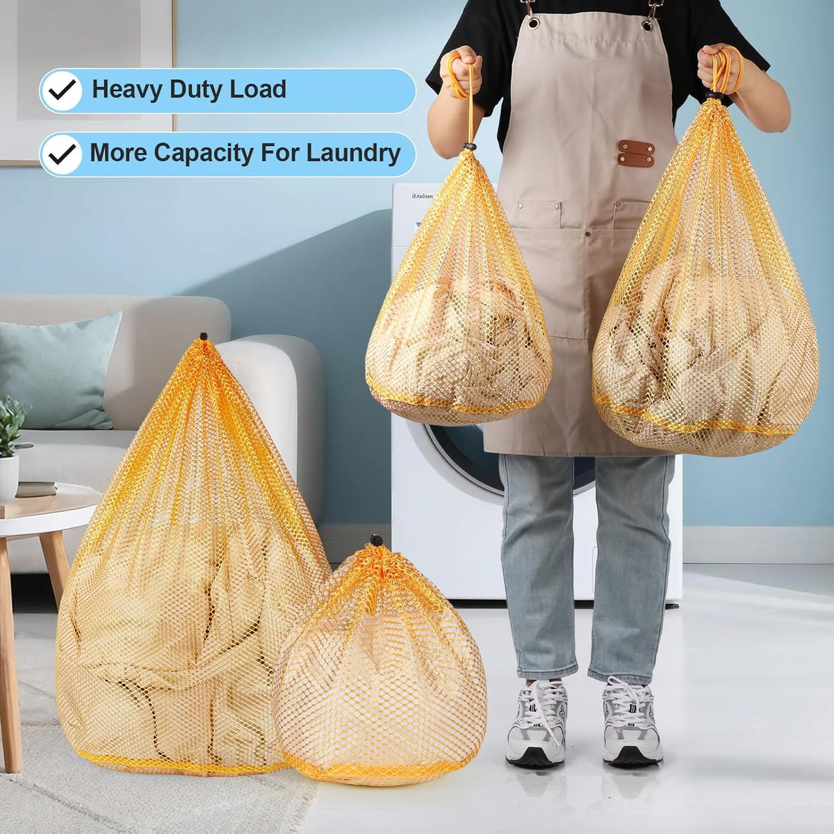 4Pcs Mesh Laundry Bags Washing Machine Mesh Wash Bags for Clothes,Underwear,Lingerie, Bed Linen