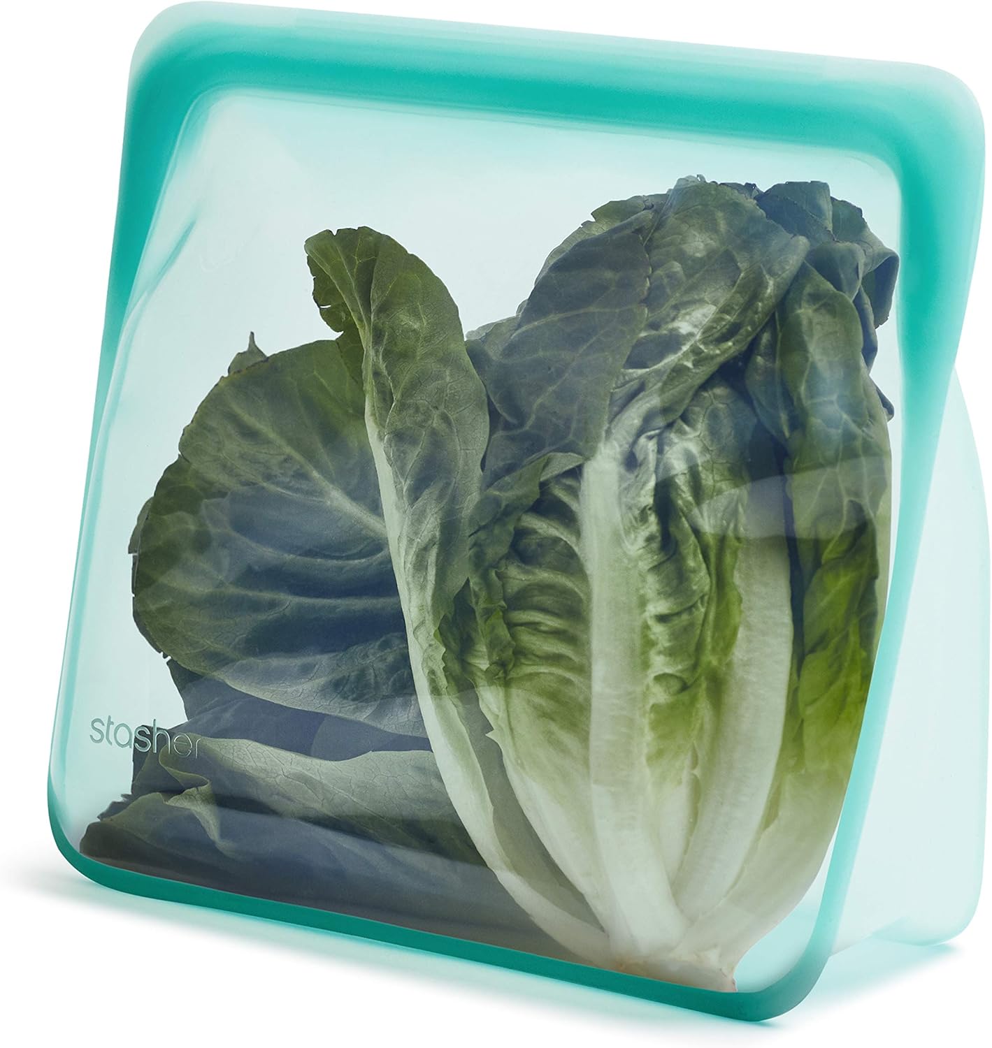Stasher Premium Silicone Reusable Food Storage Stand-Up Bag Mega, Aqua, Microwave, Sous Vide