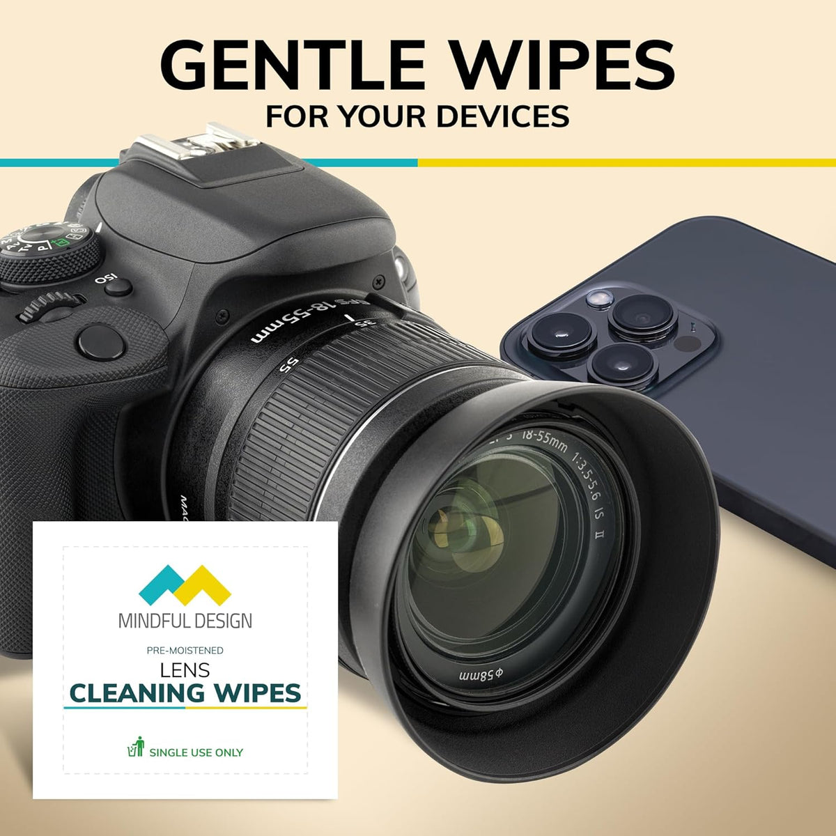 Mindful Design Lens Cleaning Wipes for Eyeglasses, 210ct - Individually Wrapped, Eye Glass