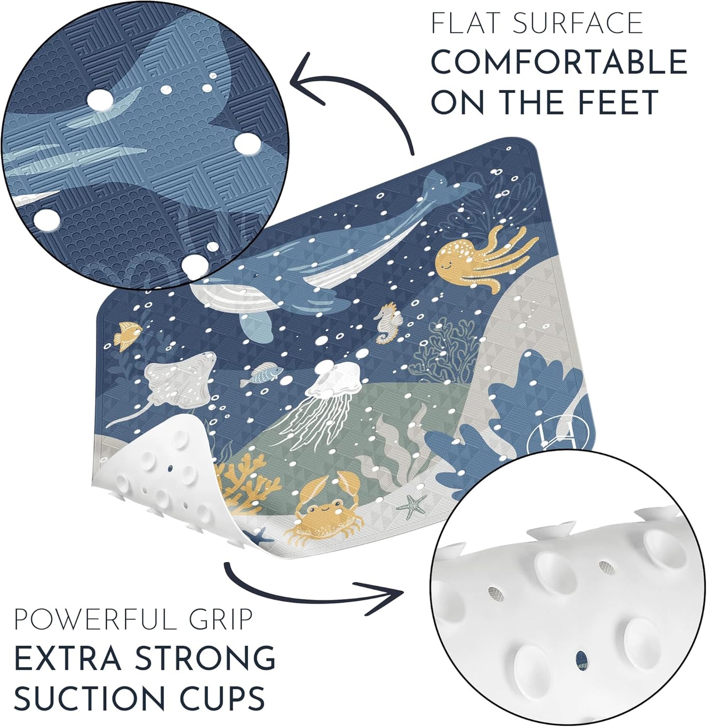 Homerella Anti Slip Shower Mat | Anti Mold Non Slip Bathtub Mat for Inside Shower | Square Floor