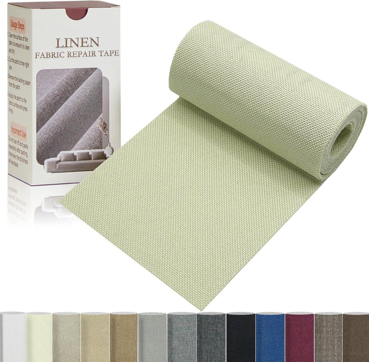 Linen Repair Tape 4x70 Inch Self-Adhesive Couch Patch Repair Fabric Patch for