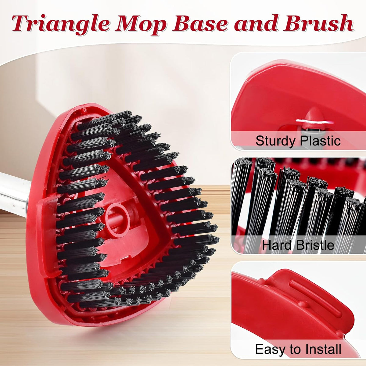 Spin Mop Handle,Mop Heads Replacements,Scrubber Mop Head and Mop Base Combo Set Compatible with