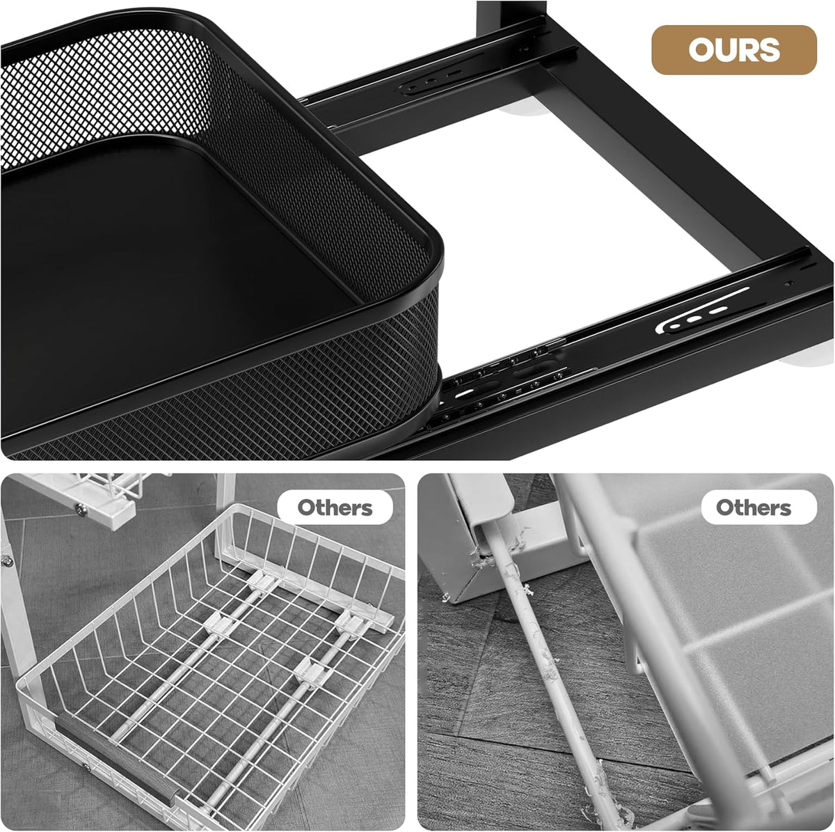 2-Pack 21.3 IN Depth Under Sink Organizer With Next-Gen Ball-Bearing Slides,Sophisticated Mesh