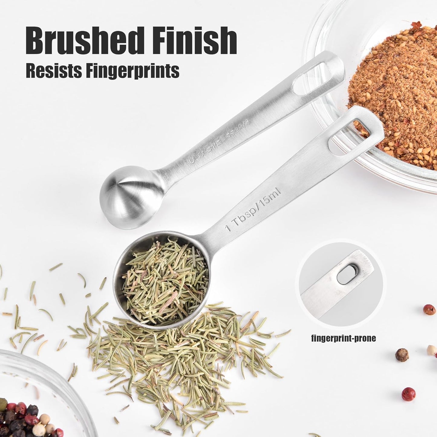 Doosu Measuring Spoons Set of 7-18/8 Stainless Steel Heavy Duty Teaspoons Tablespoons with Engraved