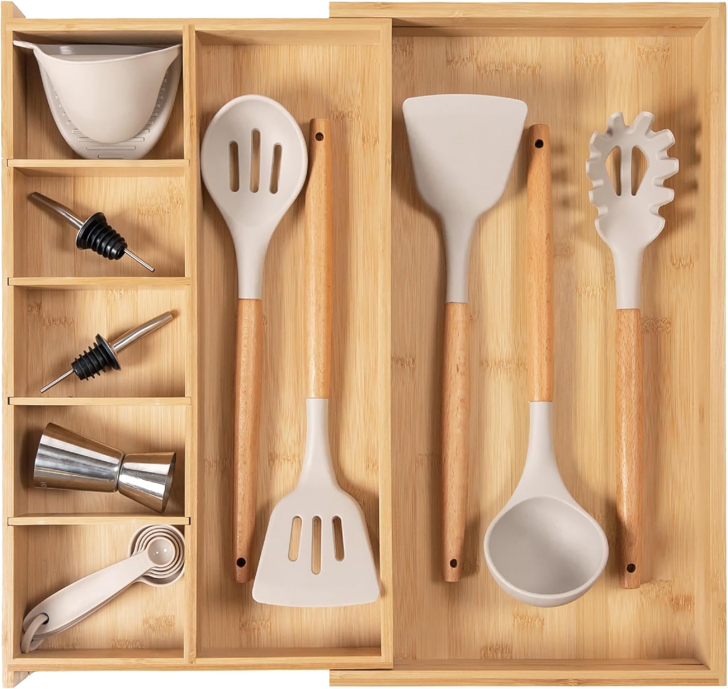 KitchenEdge Adjustable Kitchen Drawer Organizer for Utensils and Junk, Food-Safe Contract Grade