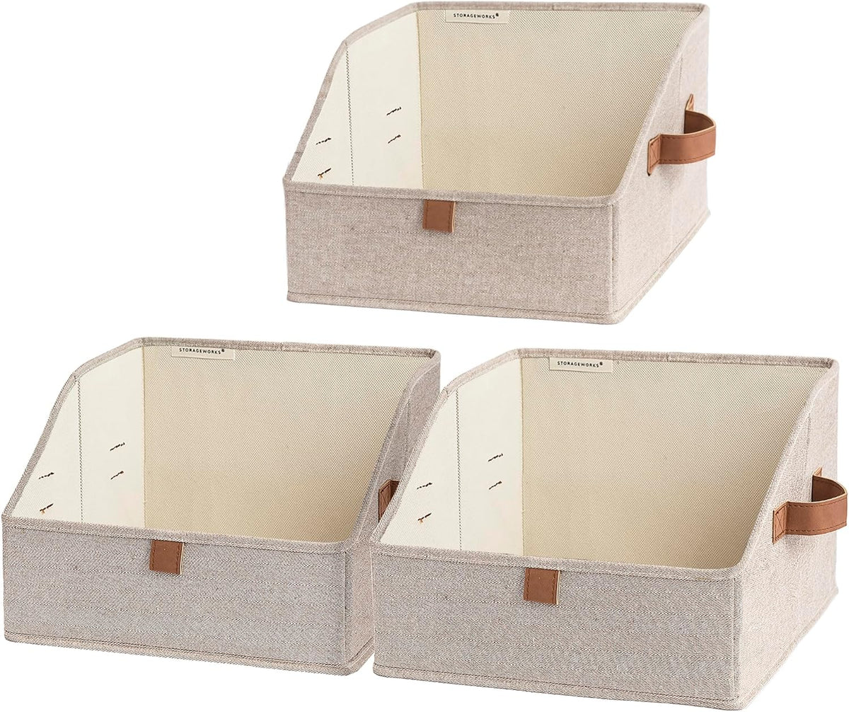 StorageWorks Closet Storage Bins, Trapezoid Organizer Box for Shelves, Fabric Clothes Bin, Foldable
