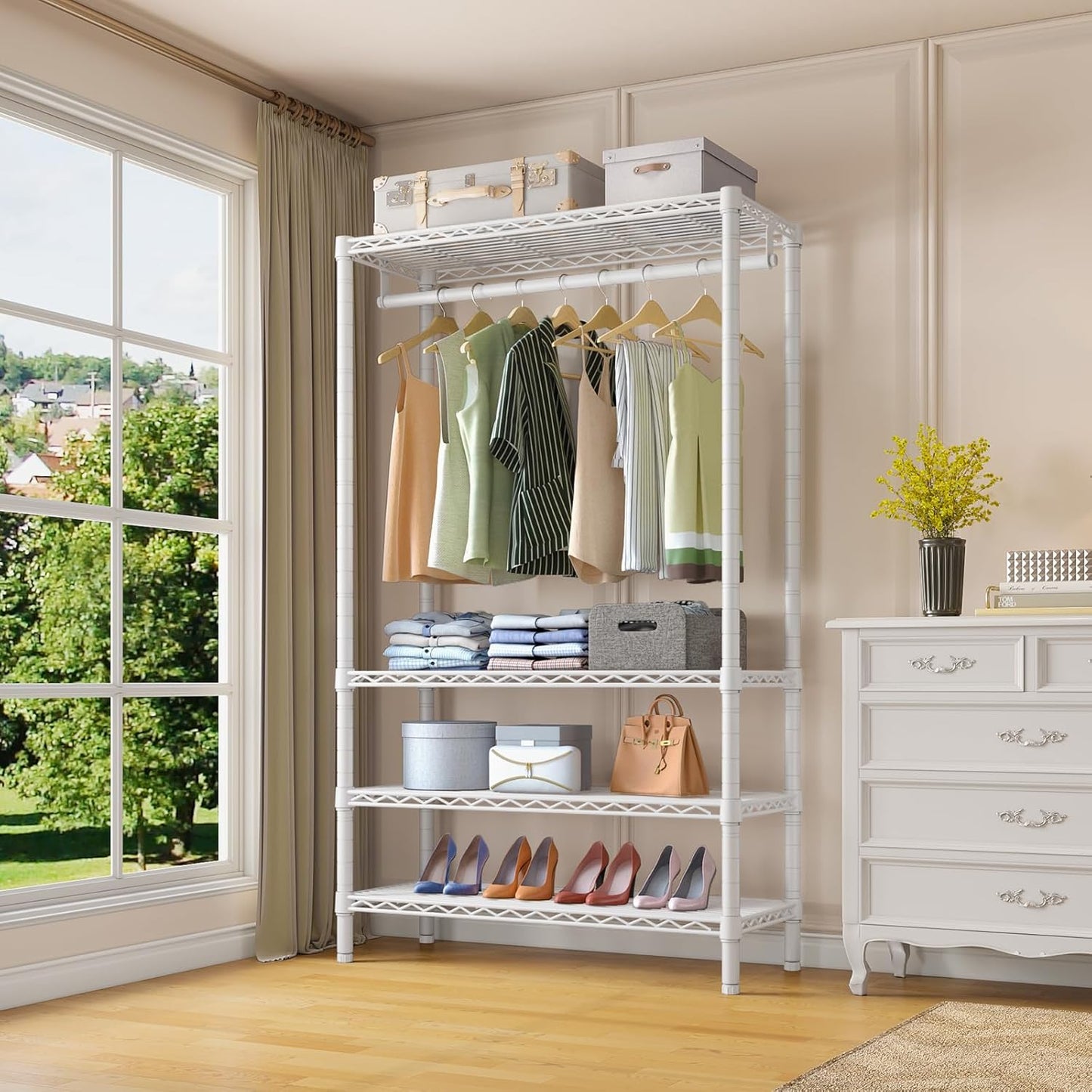 VIPEK V1 Wire Garment Rack 4 Tiers Heavy Duty Clothes Rack for Hanging Clothes Freestanding Closet