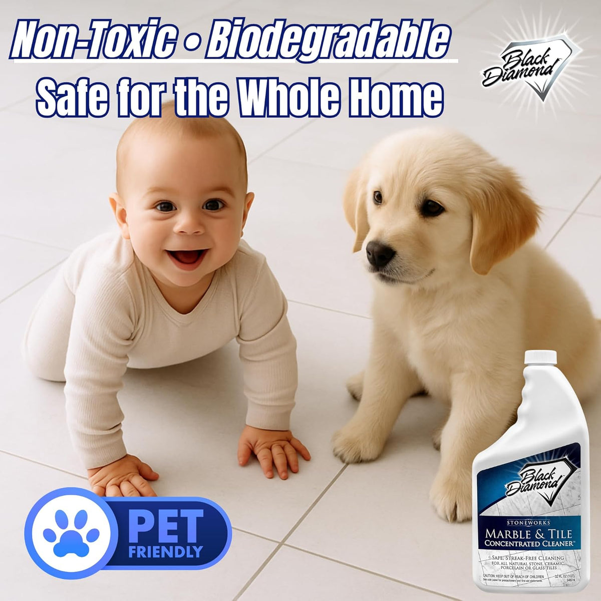 MARBLE & TILE FLOOR CLEANER. Great for Ceramic, Porcelain, Granite, Natural Stone, Vinyl and Brick.