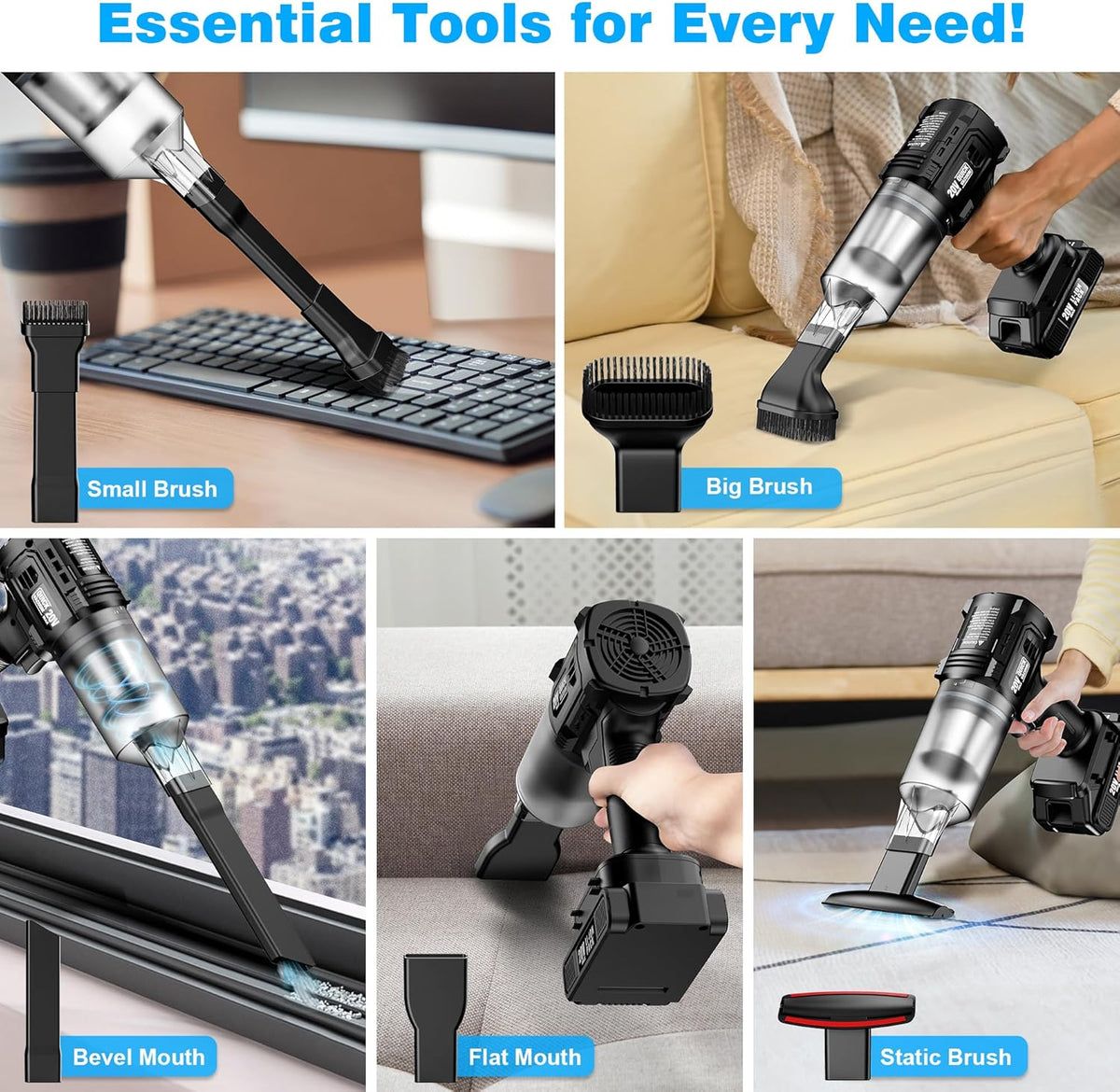 Handheld Vacuum Cleaner Cordless - 35000PA Strong Suction for Car & Home, Car Vacuum Portable