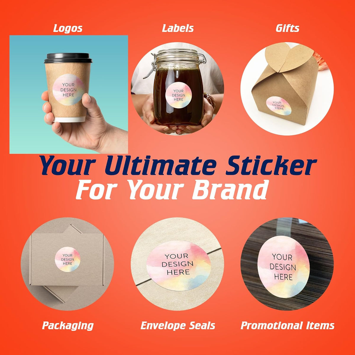 100 Custom Vinyl Stickers - Upload Your own Image, Text, Design, Logo - Personalized Logo Labels