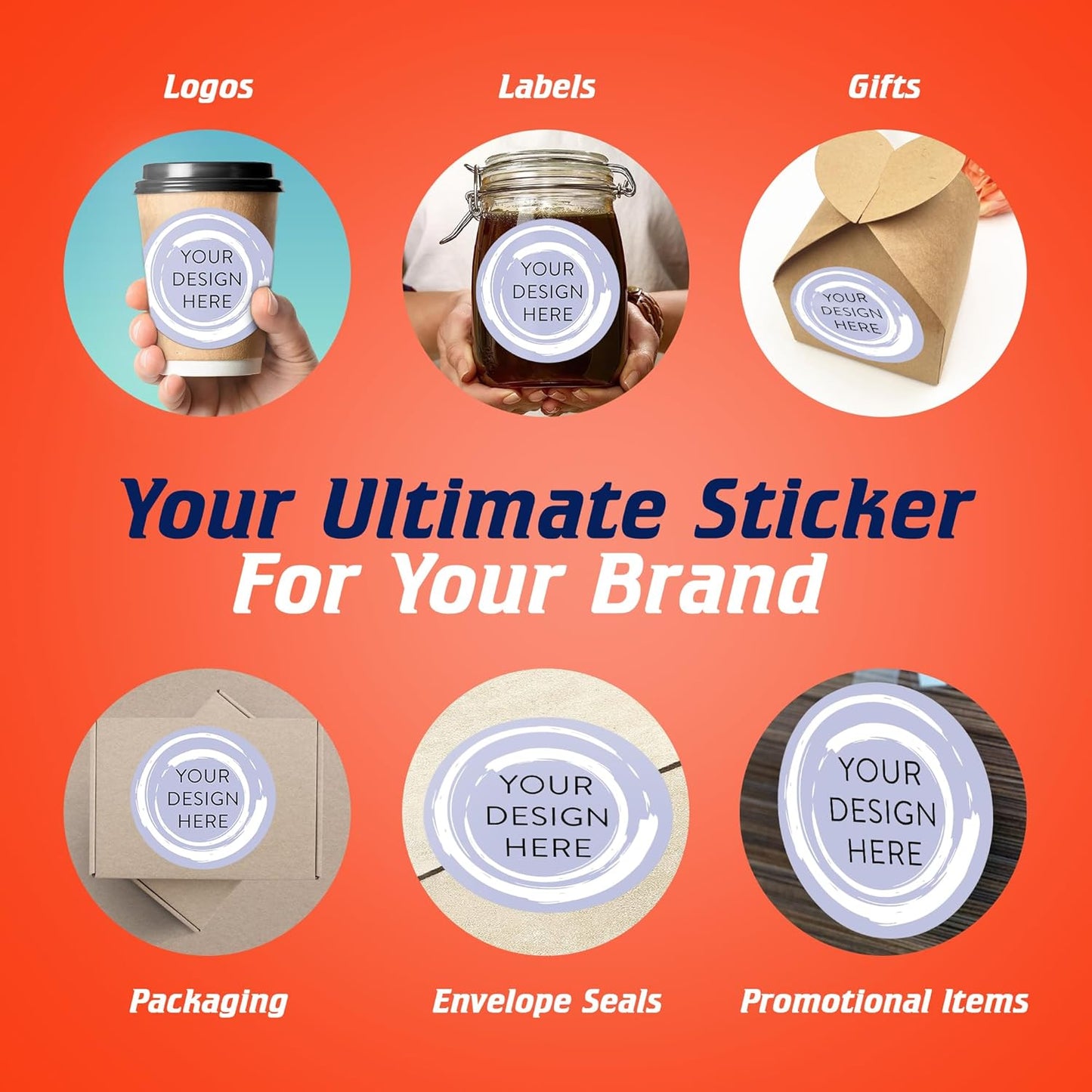 100 Custom Vinyl Stickers - Upload Your own Image, Text, Design, Logo - Personalized Logo Labels