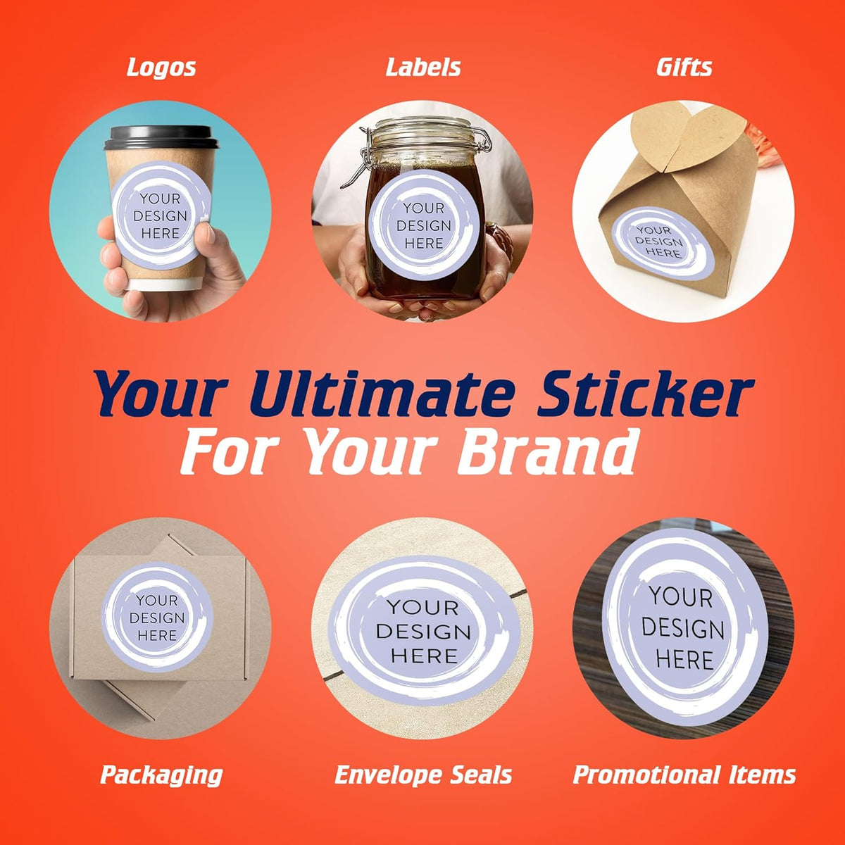 100 Custom Vinyl Stickers - Upload Your own Image, Text, Design, Logo - Personalized Logo Labels