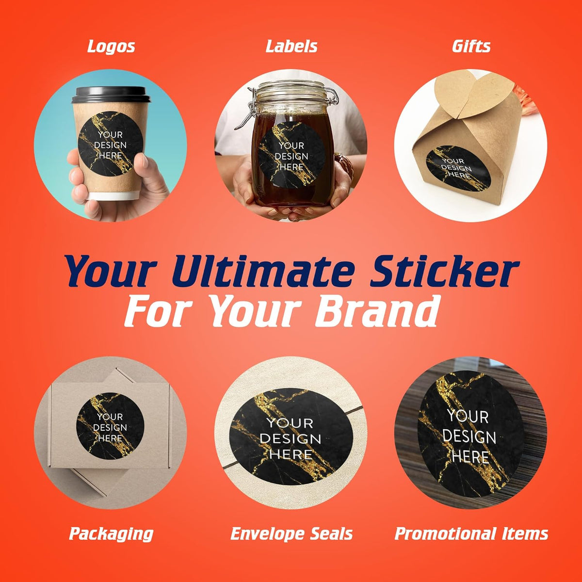 100 Custom Vinyl Stickers - Upload Your own Image, Text, Design, Logo - Personalized Logo Labels