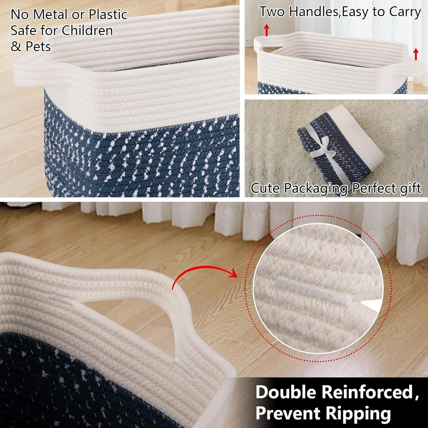 OIAHOMY Storage Basket, Woven Baskets for Storage, Cotton Rope Basket for toys,Towel Baskets for