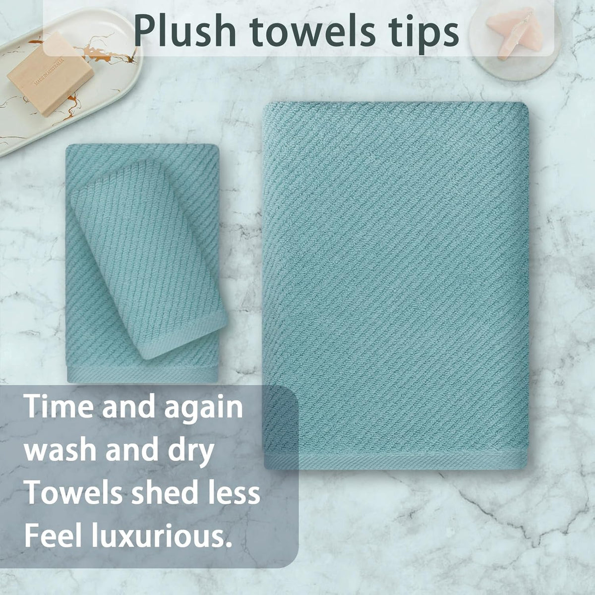 VOOVA & MOVAS Bathroom Towels Set, 100% Cotton | Quick Dry | Soft | Thick, 3 Piece Towel Set, 1