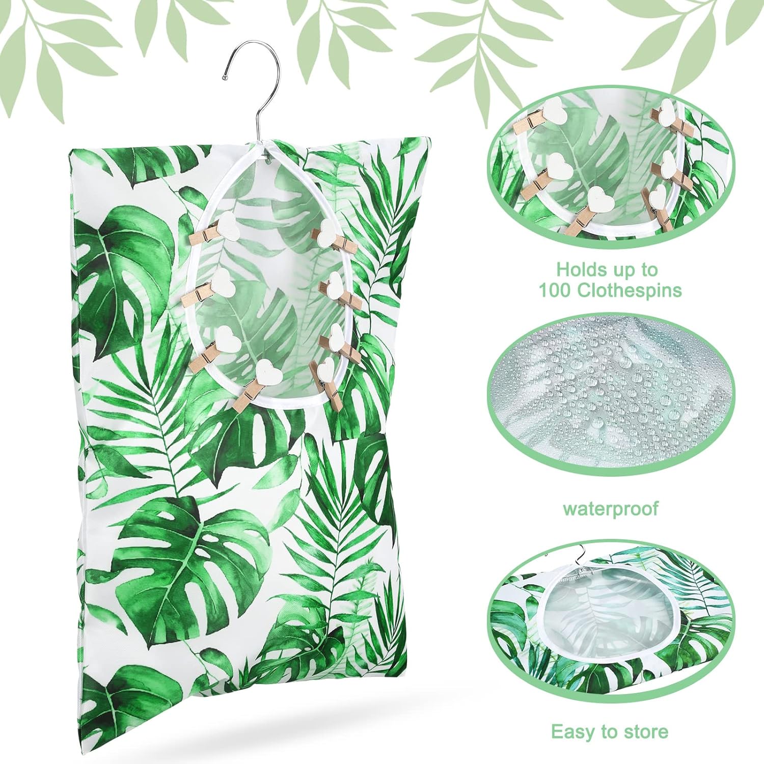Woanger 2 Pcs Clothes Pin Bag Clothespin Holder 15 x 11 in to Hang on Line Clothes Pin Hanging Bag