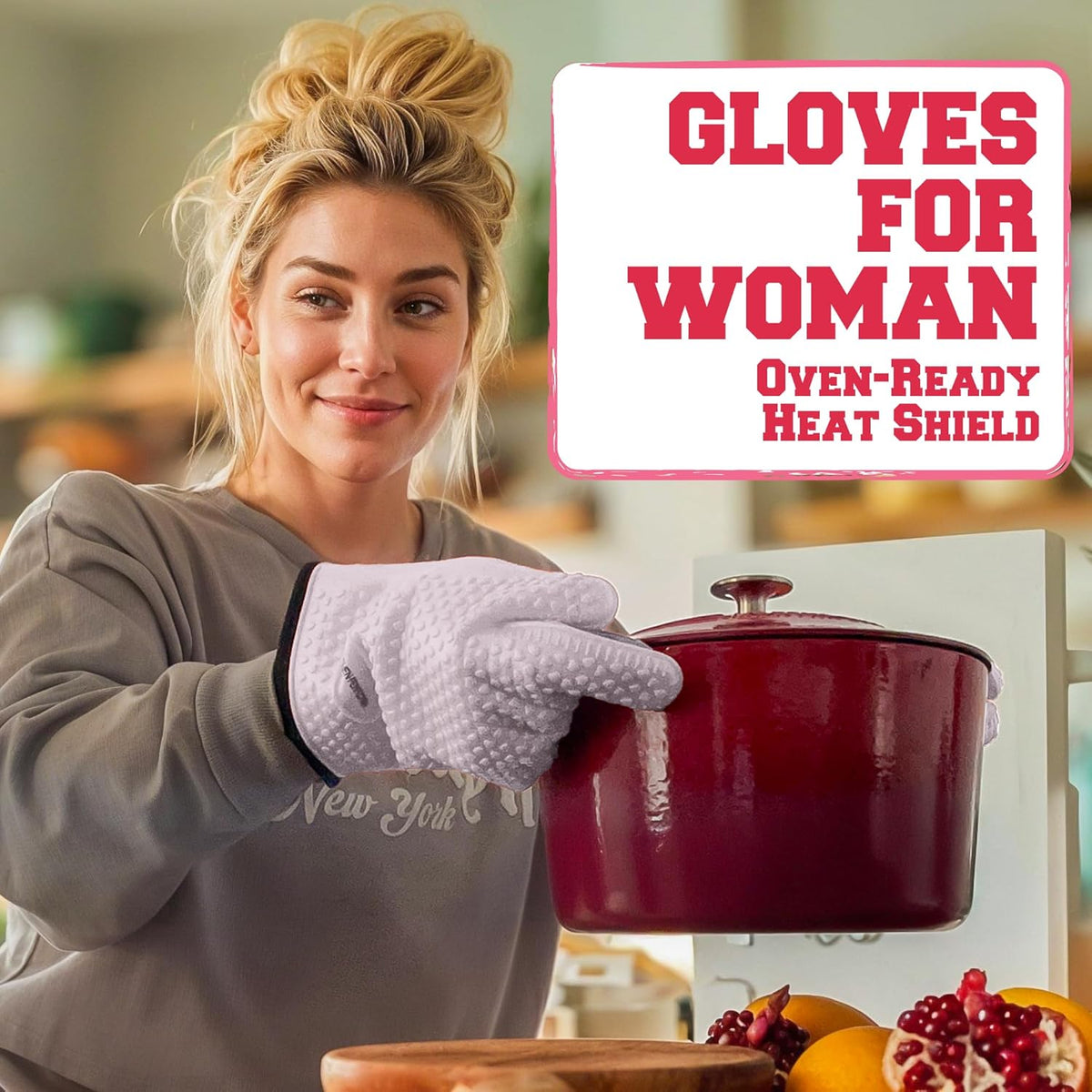KITCHEN PERFECTION XL Silicone Smoker Oven Gloves for Women -Extreme Heat Resistant BBQ Gloves