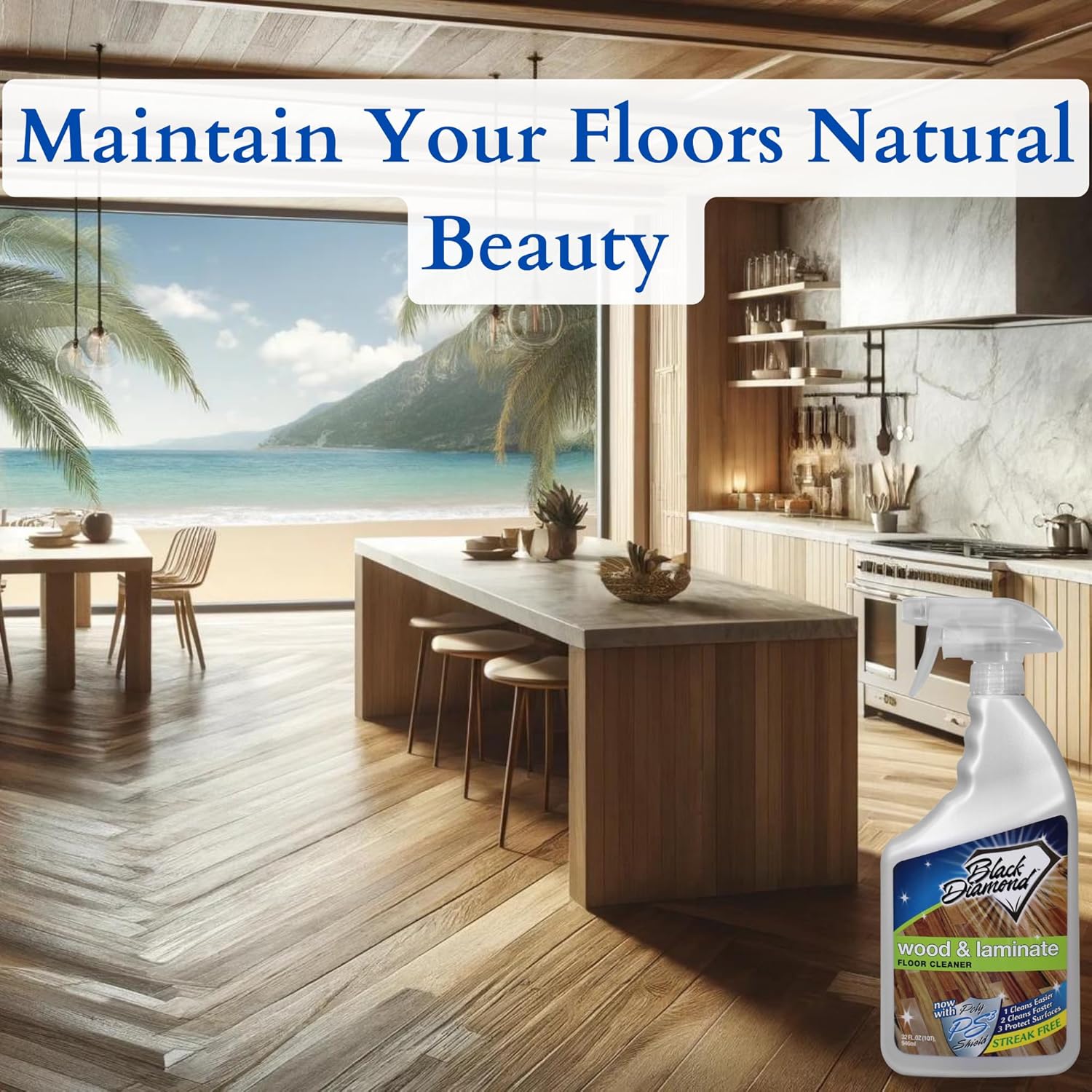 Black Diamond Stoneworks Wood & Laminate Floor Cleaner- Ready to Use Non-Toxic No-Rinse Formula