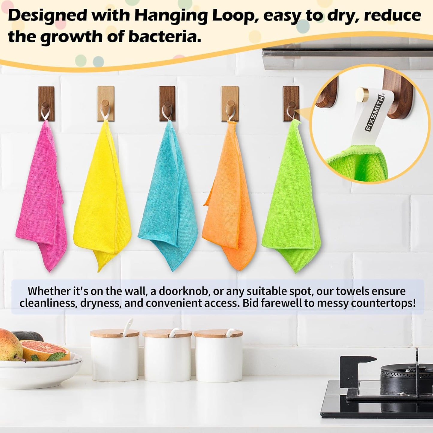 FIXSMITH Microfiber Cleaning Cloth, 20 Pack Cleaning Rags, Cleaning Towels for Housekeeping