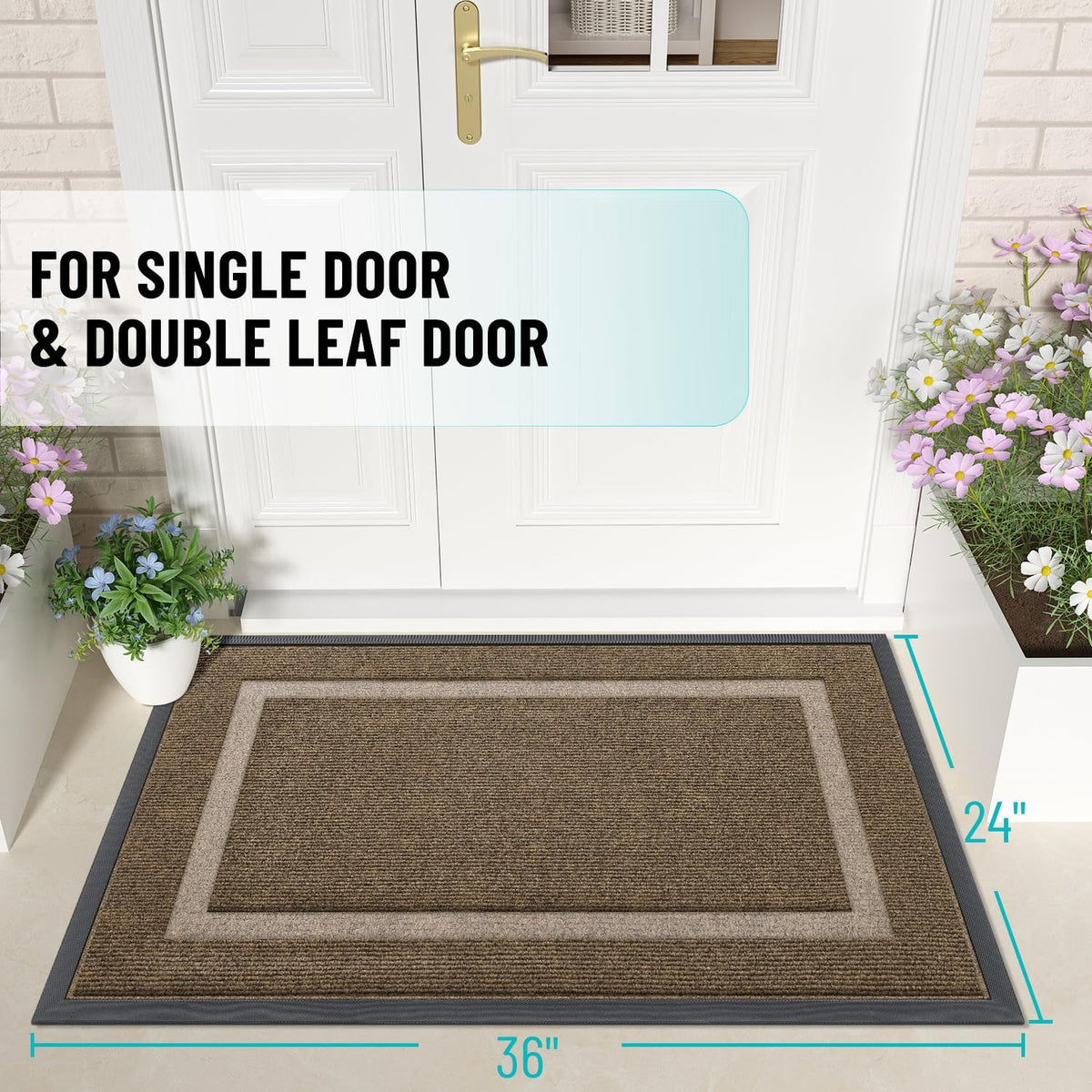 OLANLY Front Door Mat Indoor Outdoor Entrance, Waterproof All-Season, All-Weather Doormat, Sturdy