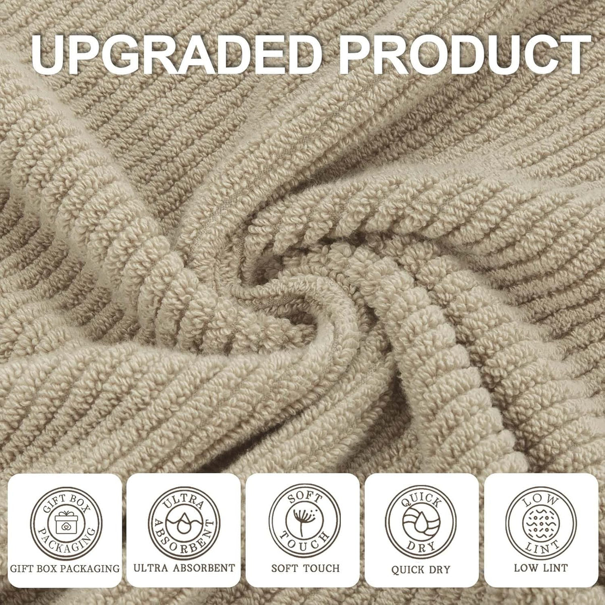 VOOVA & MOVAS Bath Towels Set of 4, Large 30" x 56" - 100% Cotton | Quick Dry | Light Weight |