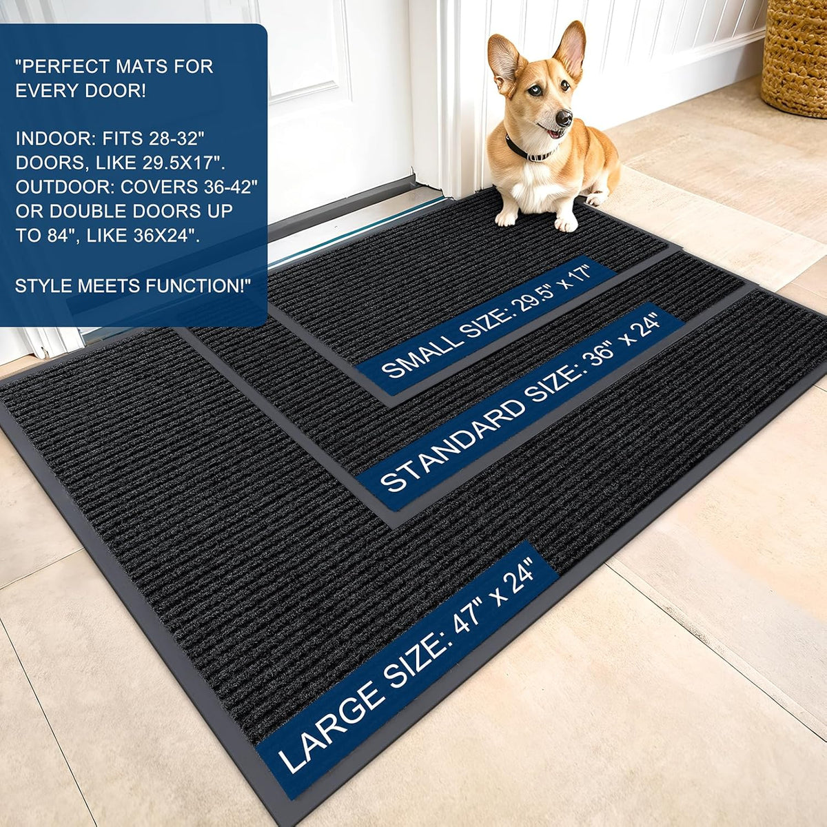OLANLY Front Door Mat Indoor Outdoor Entrance, Waterproof Heavy Duty Doormat, Fade Resistant, Low