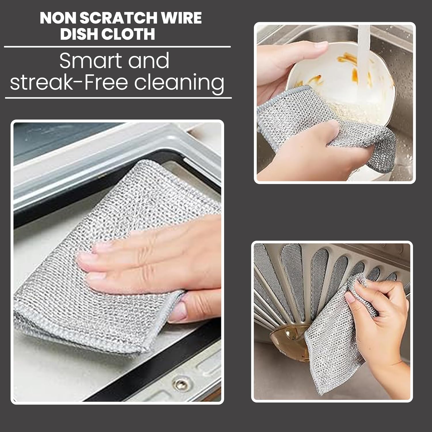 CrafTreat Non Scratch Wire Dishwashing Rag - Double Layer 10 Pcs, Reusable Multipurpose Wire