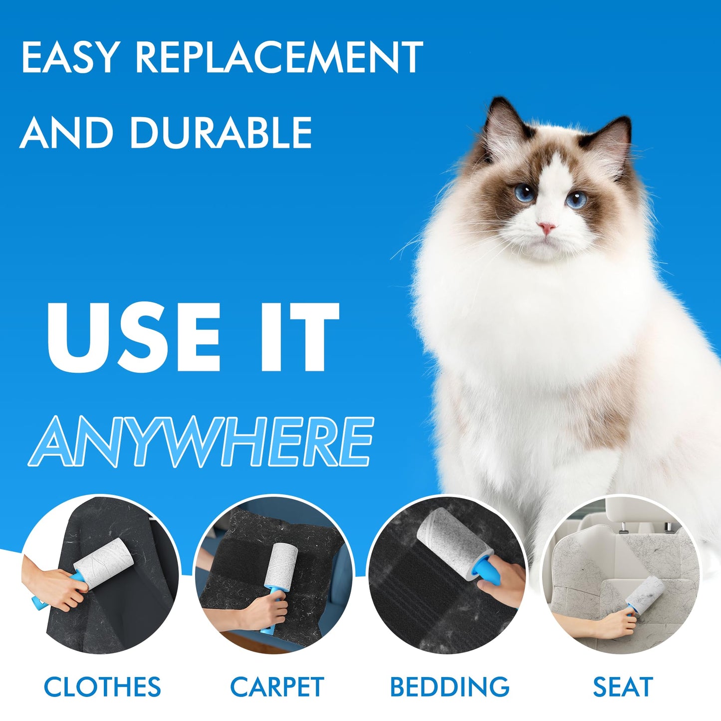 Extra Sticky Lint Roller Refills Only, Mega Value Set 999 Sheets for Pet Hair Removal, Dog and Cat