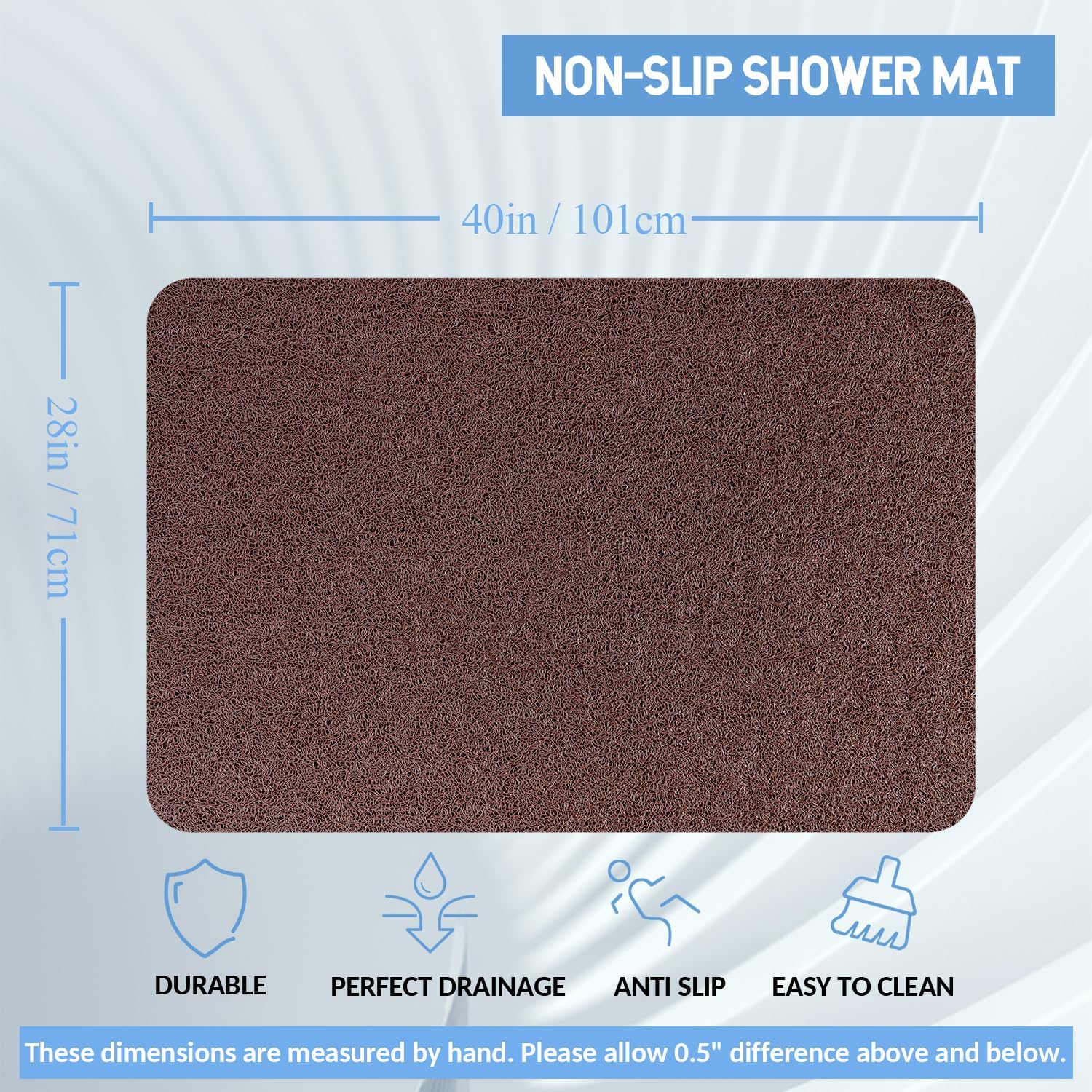 Non-Slip Bathtub Mat, Anti Slip Shower Mat, Fast Drying Bathtub Mats, Foot Scrubber Mat, Anti Slip