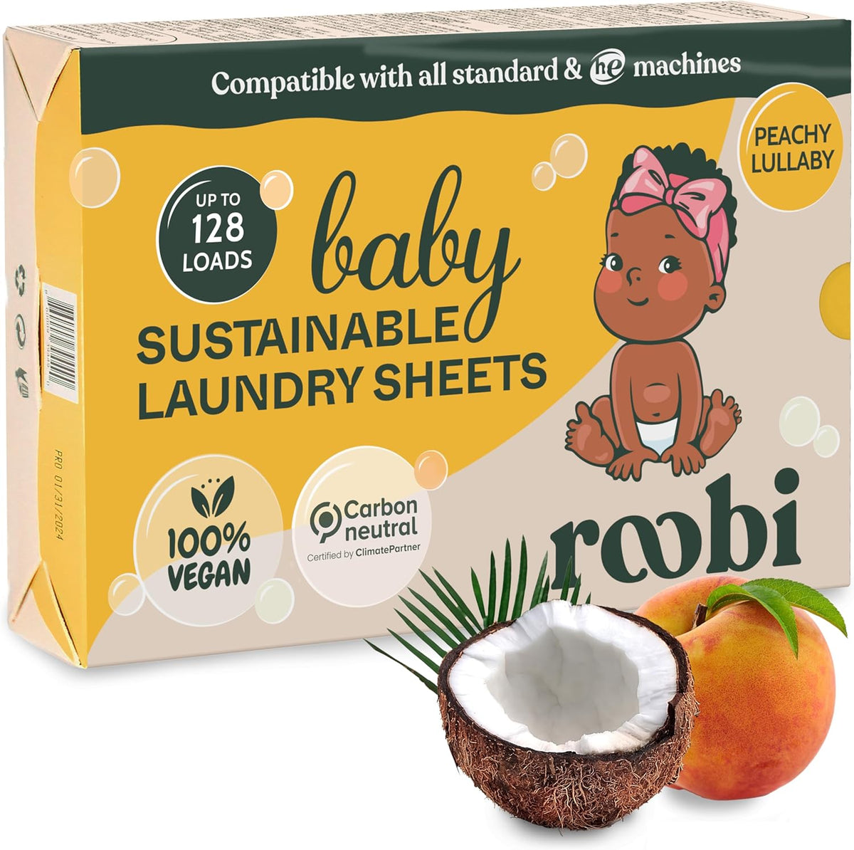 Roobi Baby Laundry Detergent Sheets. Specially Formulated for Sensitive Skin. Newborns, Infants &