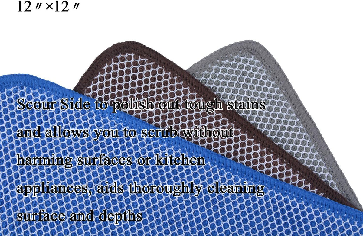 KinHwa Kitchen Washcloths for Dishes Absorbent Microfiber Dish Cloths Quick Dry Dish Rags with Poly