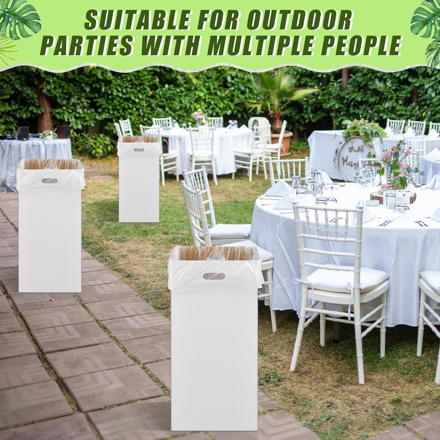 10 Pack 30 Gallon Corrugated Cardboard Trash Cans Bulk for Events Parties Disposable and Reusable