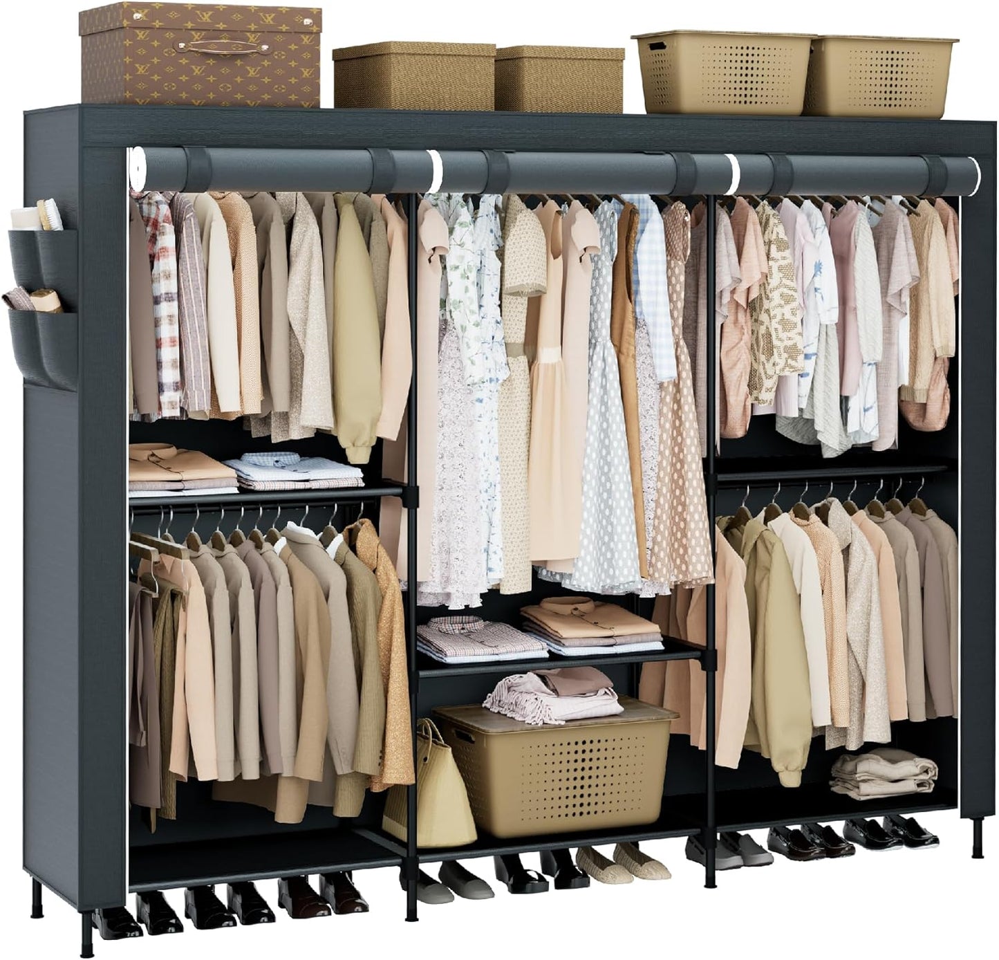 Clothes Rack, Portable Closet, 81.5 Inch Large Capacity Wardrobe Closet, Clothes Storage Organizer