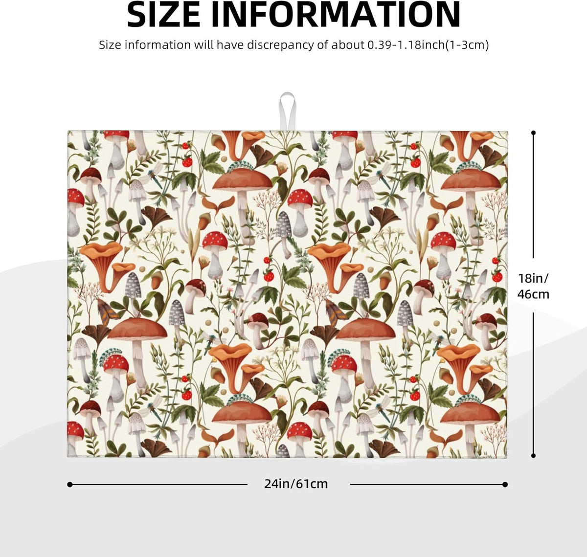 Boho Mushroom Decor Microfiber Dish Drying Mat for Kitchen Counter 18"x24" Botanic Plant Beige