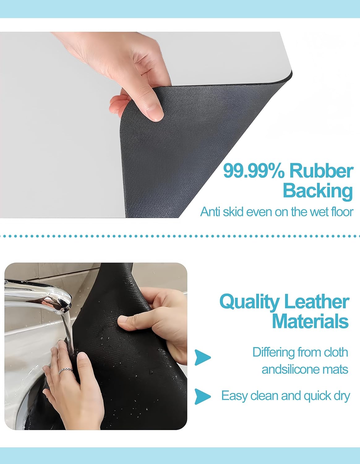 Dish Drying Mat for Kitchen Counter, 16"x24" Dish Drying Pad with Non-slip Rubber Backed, Hide