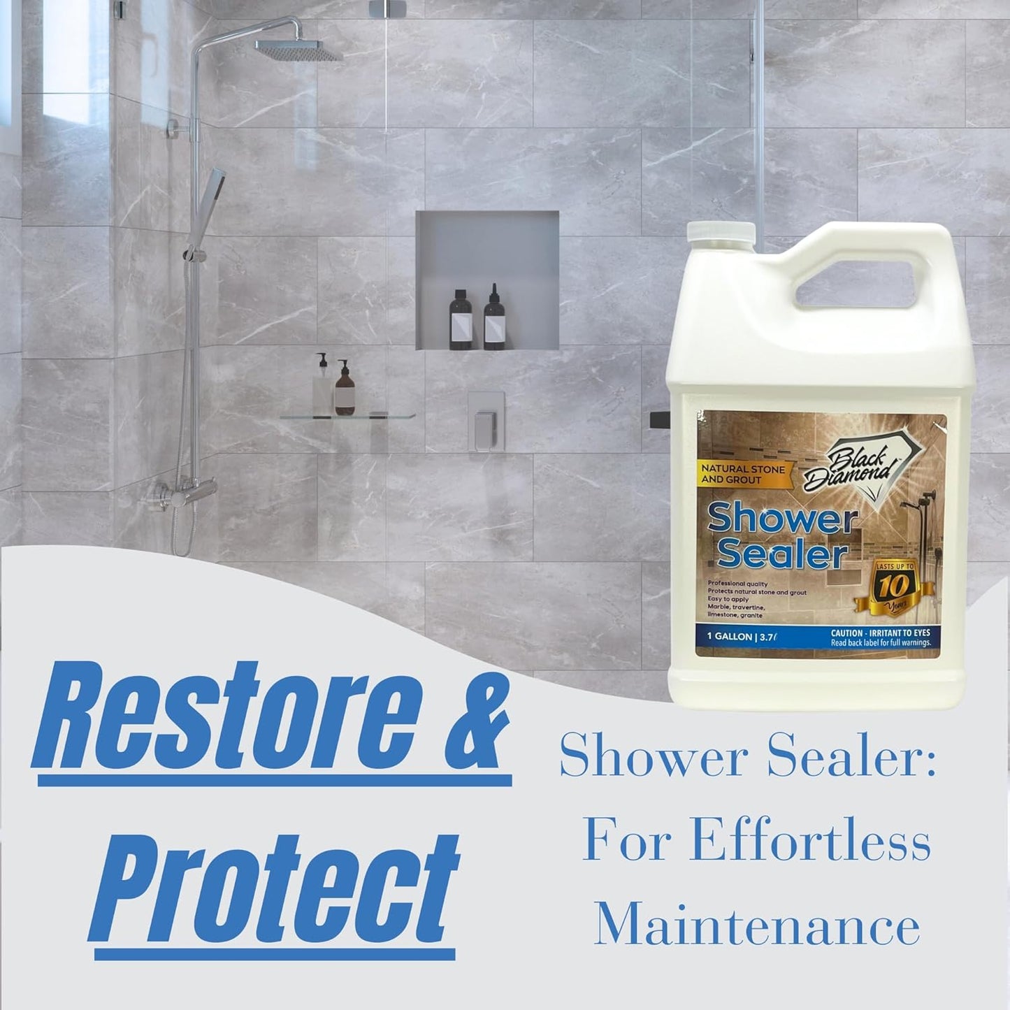 Natural Stone and Grout Penetrating Shower Sealer. Marble, Granite Travertine, Limestone. Protects