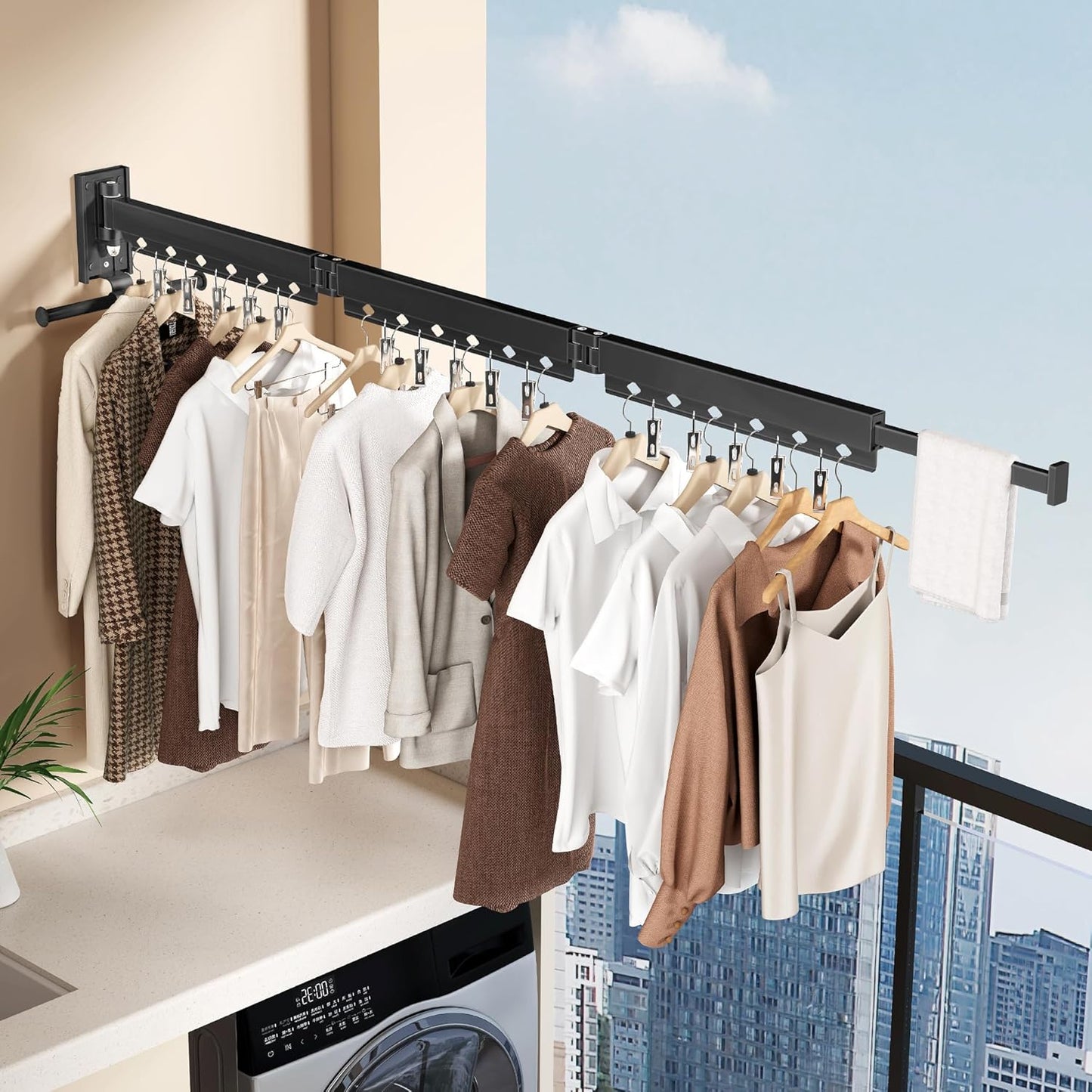 Wall Mounted Collapsible Clothes Drying Rack, Durable Space-Saving Laundry Drying Rack Clothing