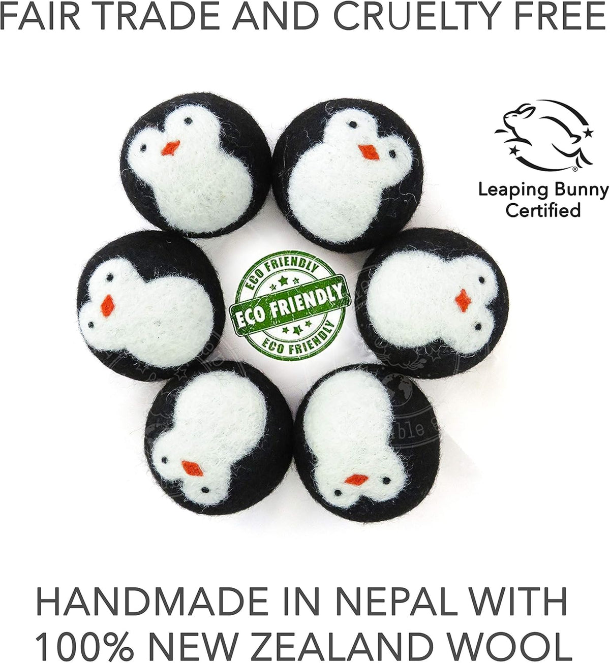 Friendsheep Wool Dryer Balls, Organic Fair Trade Reusable Fabric Softener, Extra Large, 6 Pack