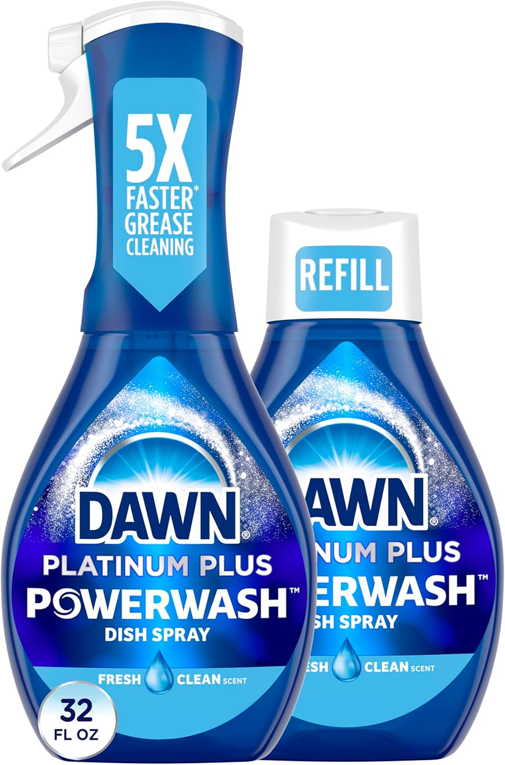 Dawn Powerwash Spray, Dish Soap, Dishwashing Liquid, Cleaning Supplies, Fresh, 1 Starter Kit + 1