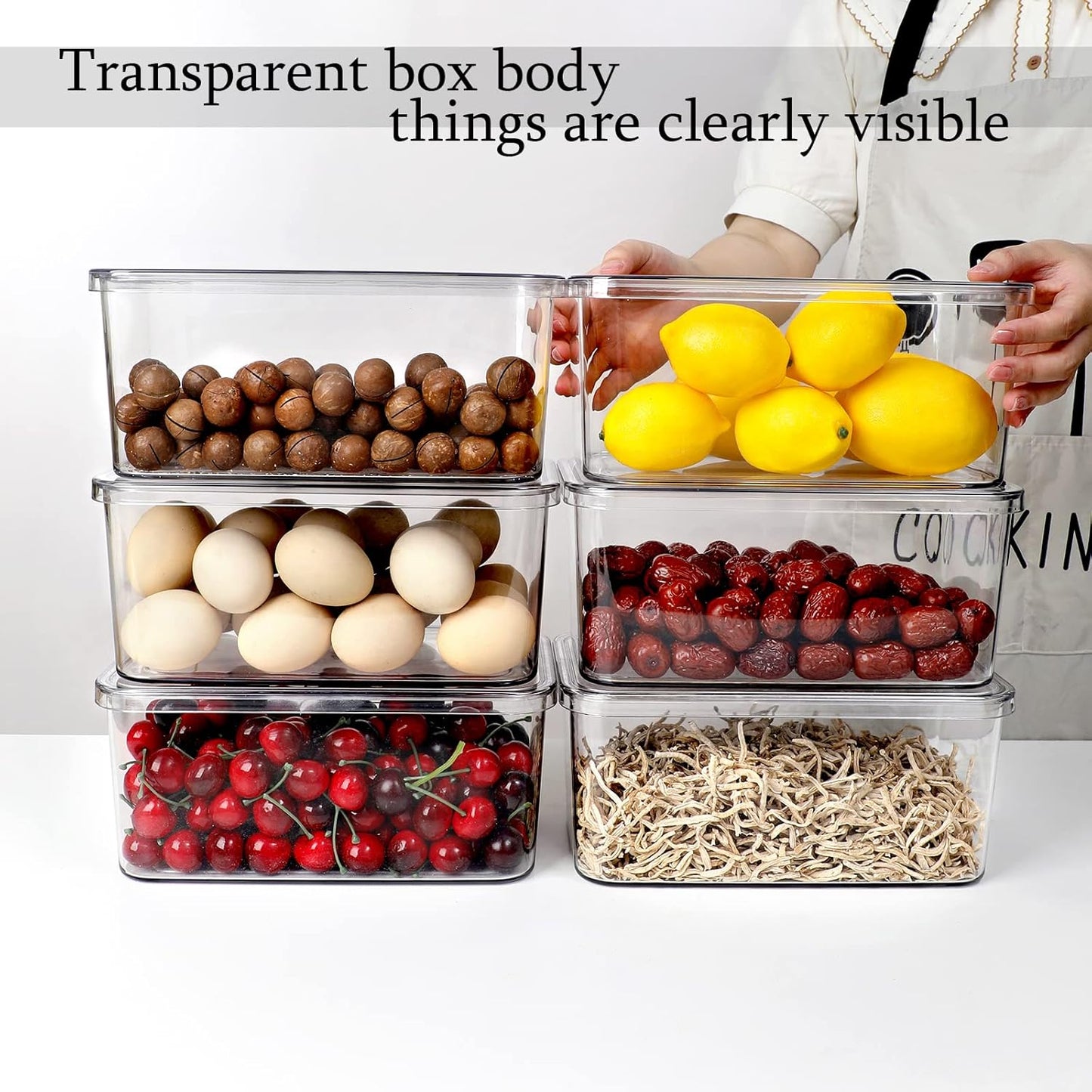 Clear Storage Bins With Lids,4 Packs Food Storage Organizer,Stackable Kitchen Cabinet,Bathroom