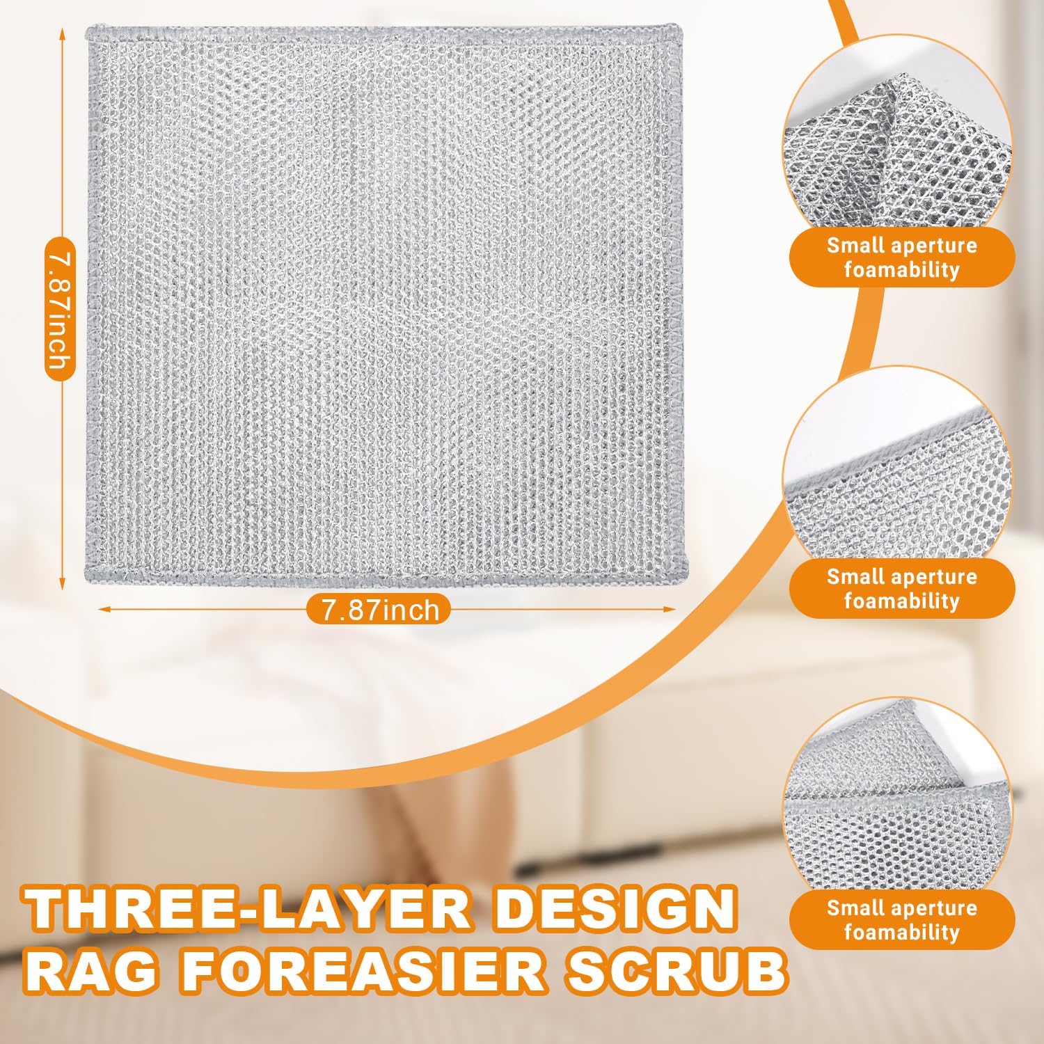 20 Pcs New Upgrade 3-Layer Metal Dish Cloth, No Scratches Wire Cleaning Cloth , Reusable