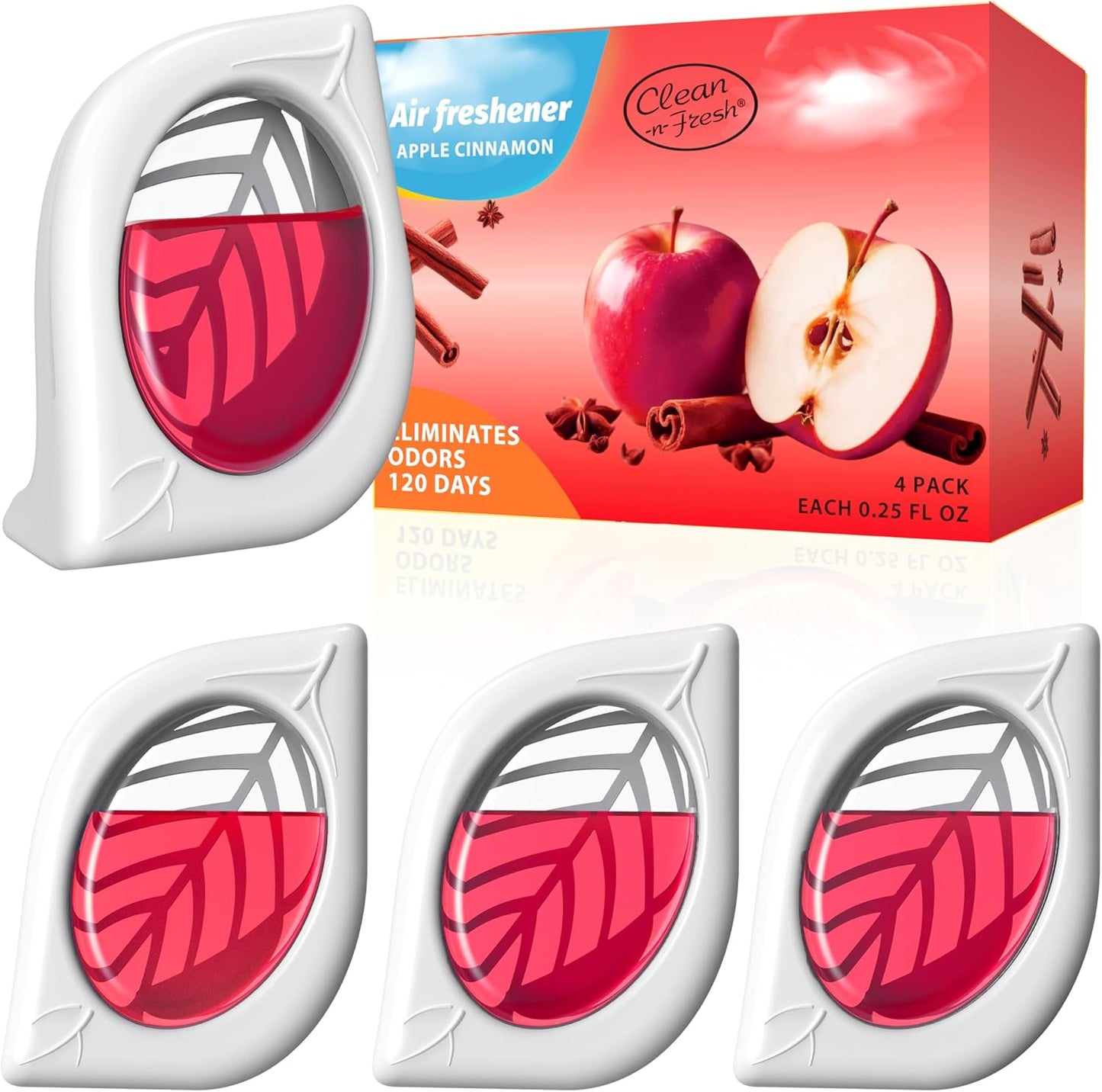 Air Freshener for Home, 4 Pack, Apple Cinnamon, Odor Eliminator for Small Area Closets Bathroom
