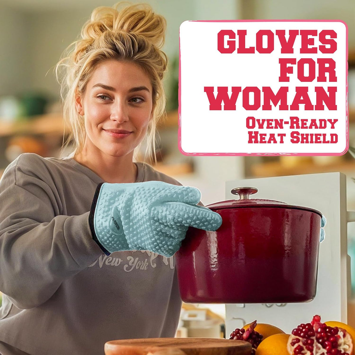 KITCHEN PERFECTION S Silicone Smoker Oven Gloves for Women -Extreme Heat Resistant BBQ Gloves