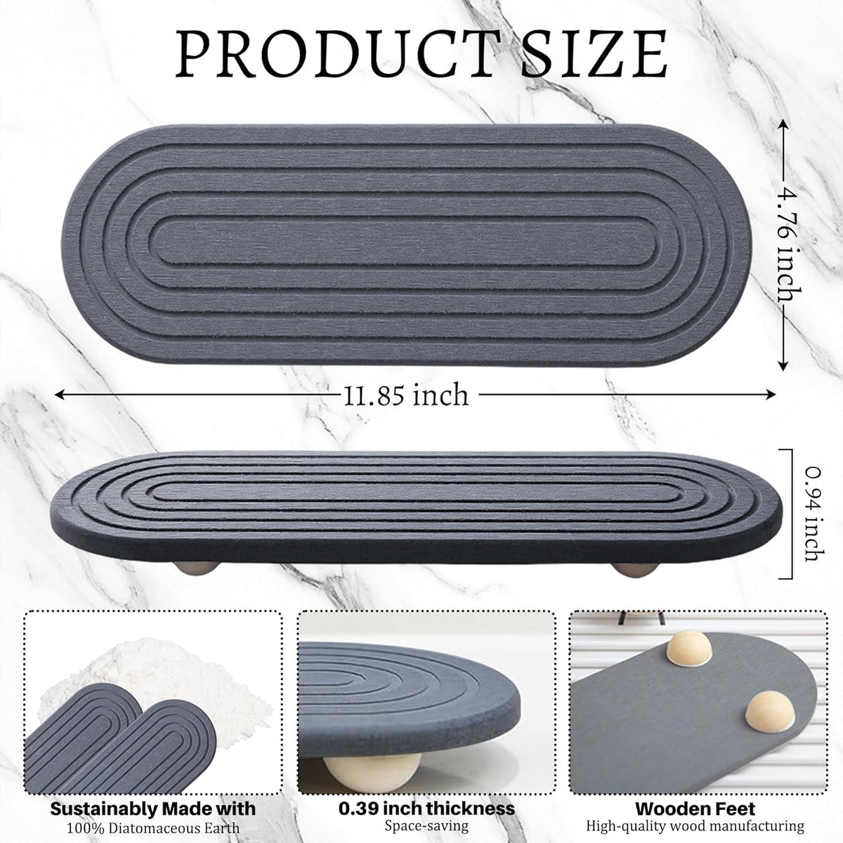 Instant Dry Sink Caddy Organizer, Fast Drying Sink Caddy, Water Absorbing Stone Sponge Holder for