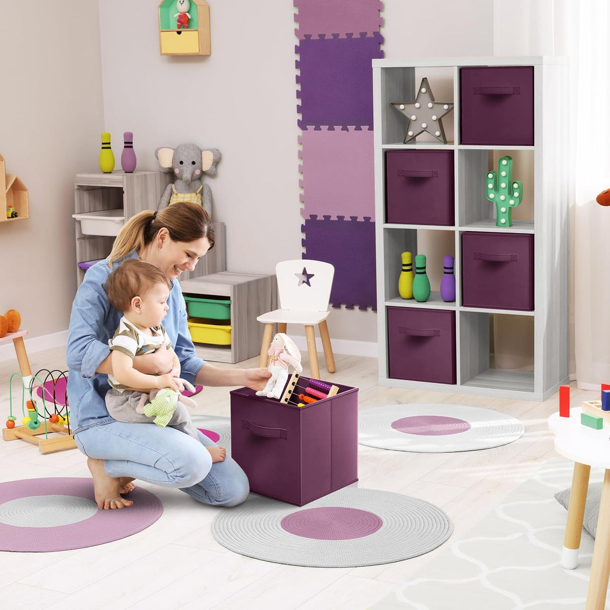 Sorbus Fabric Storage Cubes - 8 Foldable Storage Bins for Organizing Pantry, Cubbies, Toy Box