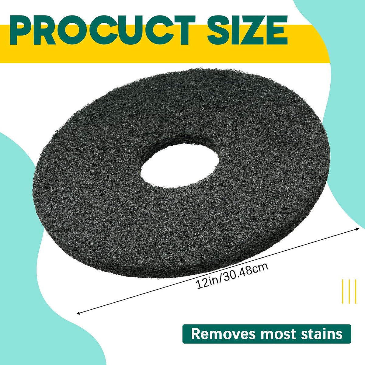 12" Black Scrubbing Pads Commercial Cleaning Orbiter Pads-Maintenance Non Woven for Floor Buffer