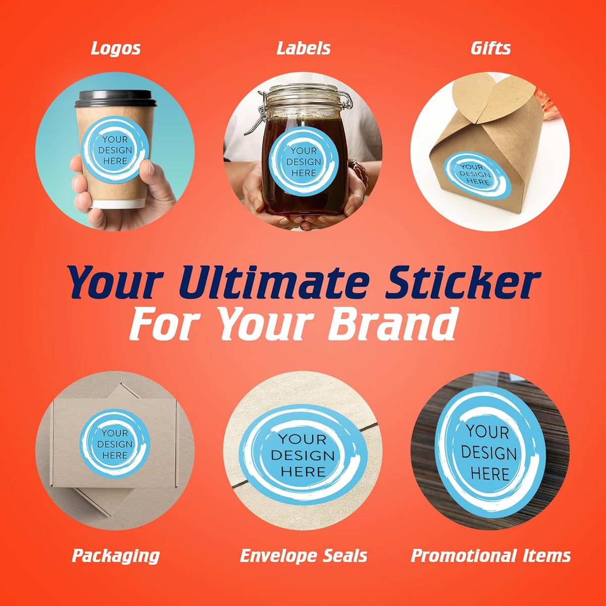 100 Custom Vinyl Stickers - Upload Your own Image, Text, Design, Logo - Personalized Logo Labels