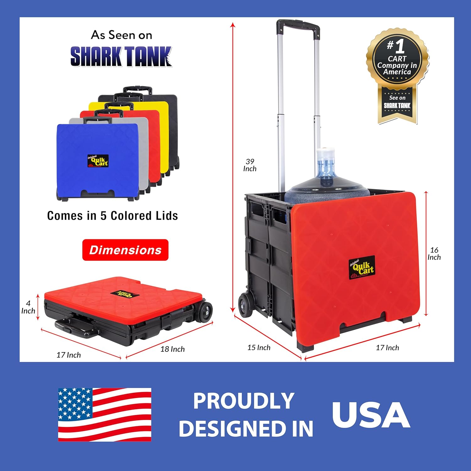 dbest products Quik Cart Collapsible Rolling Crate on Wheels for Teachers Tote Basket 80 lbs