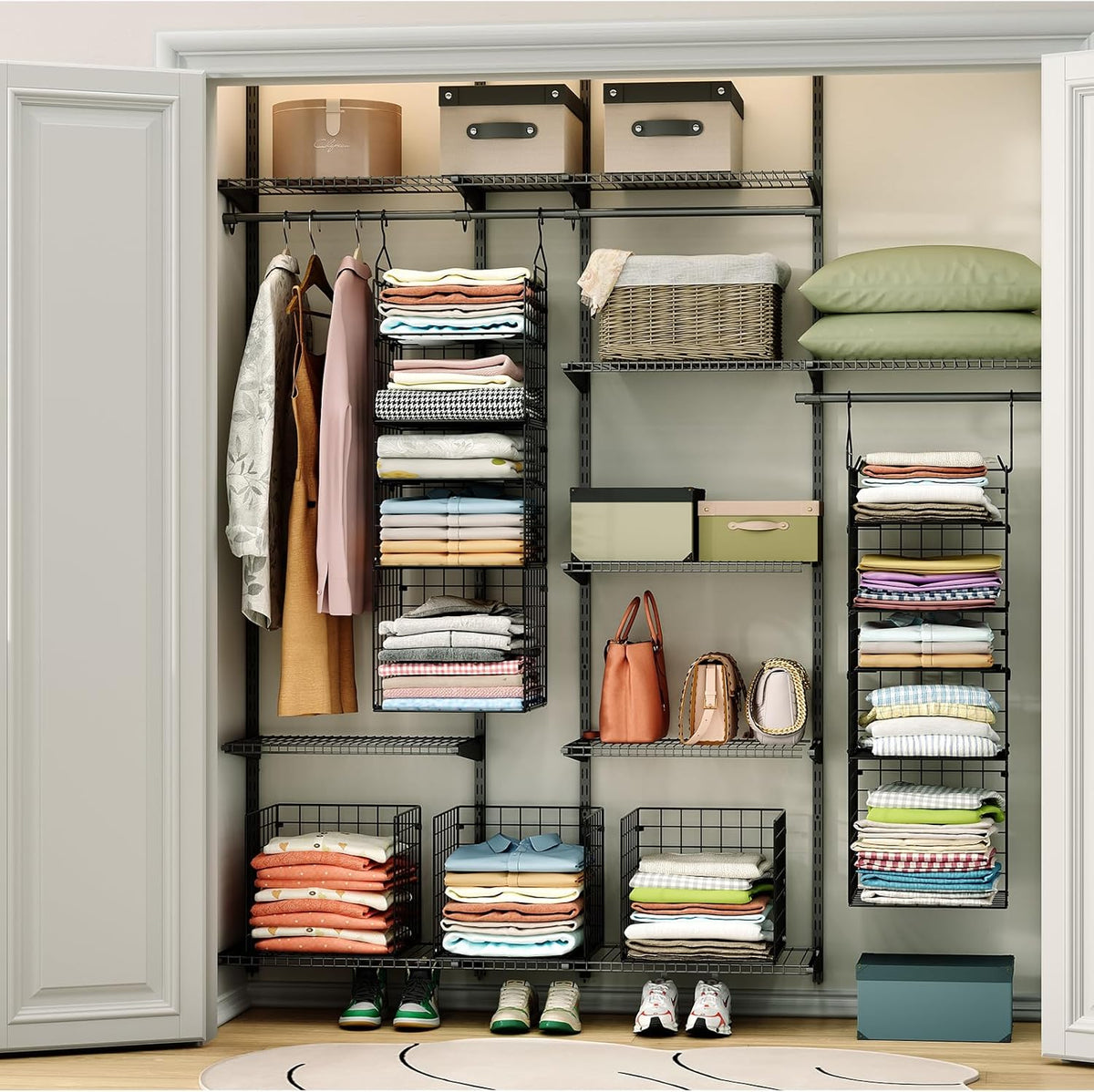 X-cosrack Hanging Closet Organizer and Storage - 5-Tier Closet Storage Organizer Baskets for